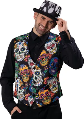 Produktbild von Weste La Catrina Halloween Totenkopf Mexiko, Groesse:52/54