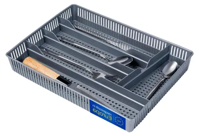 Produktbild von Besteckkästen für Schubladen 31x23x4,5cm Grau - Praktischer Organizer für die Küche