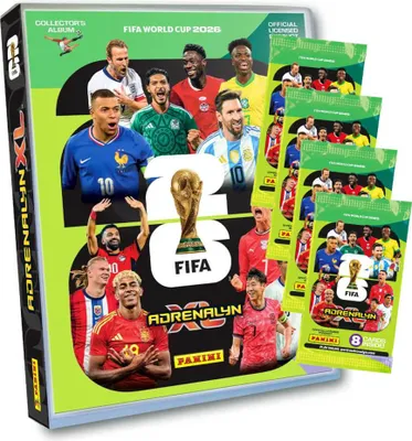 Produktbild von Fifa World Cup 2026 Adrenalyn XL - WM Trading Cards Sammelkarten - 1 Mappe + 4 Booster