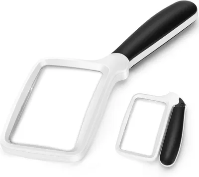 Immagine prodotto di Lente d'ingrandimento con ingrandimento 5x, illuminazione integrata, colore bianco, ideale per la lettura e lavori di precisione