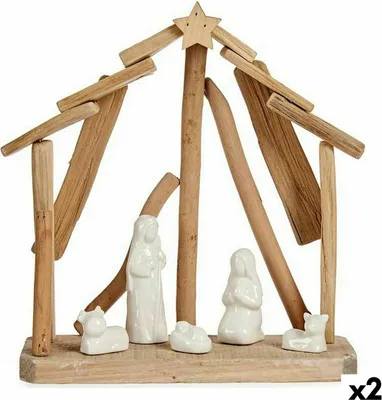 Obrázek produktu pro Cot de ceramics Christmas brown white 2 ks 25 x 28 x 10 cm přírodní dřevo (2 ks)
