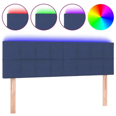 Produktbild von vidaXL LED Kopfteil Blau 144x5x78/88 cm Stoff