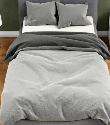 Immagine prodotto di Set di biancheria da letto in peluche 200x200 cm Grigio Antracite Unicolore Invernale con cerniera