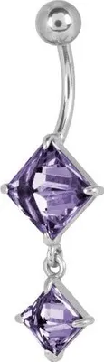 Immagine prodotto di Piercing all'ombelico in acciaio PRONG SET pietre zirconia 2 piramide BBZ-PY86.ametista