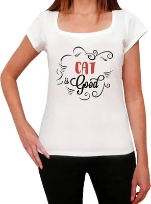 Produktbild von Damen Grafik T-Shirt Katze ist gut – Cat Is Good – Öko-Verantwortlich Vintage Jahrgang Kurzarm Lustige Druck Geburtstag Geschenk Frau