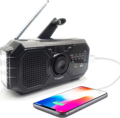 Produktbild von Handkurbelradio 1 Stück, Solarbetrieben, AM/FM-Radio Mit Dynamo Und USB-C, 2500 MAh Akku Für Outdoor-Notfälle