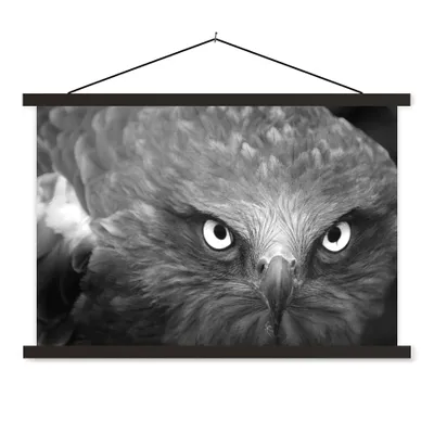 Produktbild von MuchoWow® Textilposter Adler - Schwarz - Weiß 120x80 cm mit schwarzem Rahmen - Wanddeko