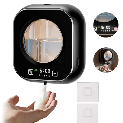 Produktbild von Berührungsloser Wand Seifenspender 320 ml mit LED Uhr und einstellbarer Schaummenge