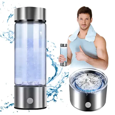 Produktbild von Wasserstoff Wassergenerator 420ml Wasserflasche, PEM Technologie Hydrogen Wasserstoffreiche Generator, USB Wiederaufladbar Wasserstoff-Wasserflasche