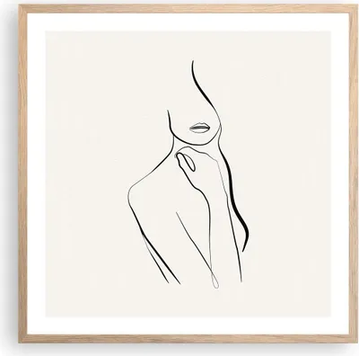 Produktbild von Gerahmtes Poster - Rahmen in heller Eiche - Frau Skizze Zeichnung - 60x60 cm - Wand Bild - Wanddeko - Wandbilder - Kunstposter - Wandposter - Bilderrahmen - Bilder - Kunstdruck - P2NAC60x60-5045