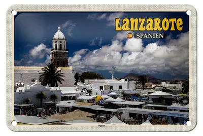 Produktbild von Blechschild Reise 18x12cm Lanzarote Spanien Teguise Stadt Kirche
