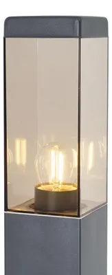 Produktbild von Außenleuchte Dunkelgrau mit Rauchglas 80cm IP44 mit Steckdose und Bewegungssensor Malios
