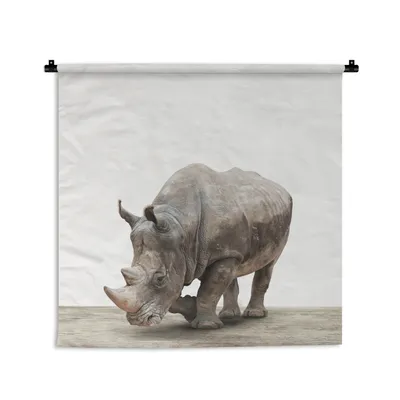Produktbild von MuchoWow® Wandteppich Wandbehang Nashorn - Jungen - Wildtiere - Kinder - Mädchen - Tiere 60x60 cm Tapisserie Dekoration Wandtuch - Dekorationen - Wand Decke
