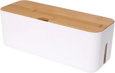 Produktbild von Cable Box White I Kabelorganisation zum Verstecken von Kabelsalat und Steckdosenleisten, Cable Management Box zum Verstecken von Kabelsalat