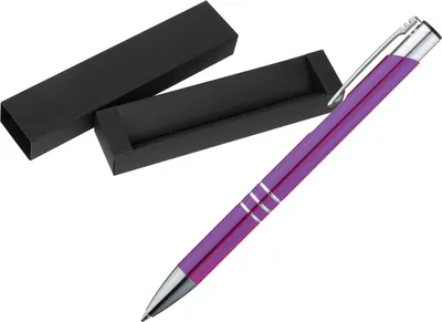 Produktbild von Kugelschreiber aus Metall / mit Pappetui / Farbe: lila