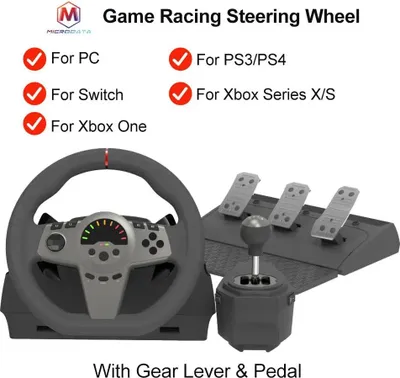 Produktbild von Rennlenkrad - Gaming-Lenkrad - Für PC & Xbox Series X - 270° Lenkwinkel - Schaltwippen - Kabelgebunden - Mit Pedalset - Blau