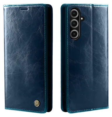 Produktbild von Handyhülle für Samsung Galaxy A26 5G Kunstleder Klapphülle Vintage Cover Hülle RFID Schutz Case Kartenfach Farbe: Blau