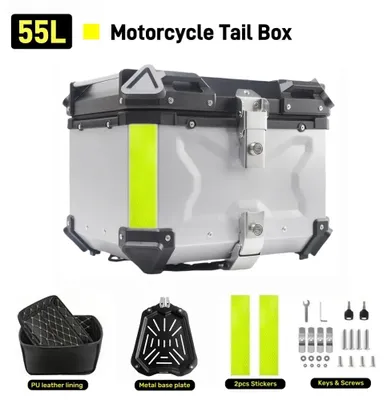 Produktbild von Motorradkoffer - Topcase - 55 l - Aluminium - Wasserdicht - Schnellverschluss - Silber