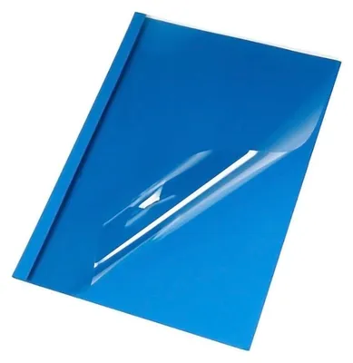 Image de 25 chemises thermiques A4, 3 mm pour 30 feuilles, aspect cuir bleu foncé