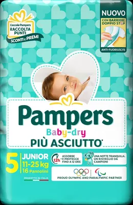 Immagine prodotto di Pannolino Baby Dry Downcount Junior Pampers 16 Pezzi