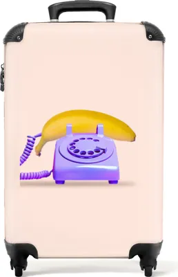Obrázek produktu pro NoBoringSuitcases.com® Kufry Příruční kufr na kolečkách Malý cestovní kufr na kolečkách se 4 kolečky - Banán - Telefon - Fialový - Žlutý - Příruční velikost < 55x40x23 cm a 55x40x20 cm - Foto kufr - Příruční kufr - Palubní zavazadlo Příruční kufr 55x35x20 cm, 36L,