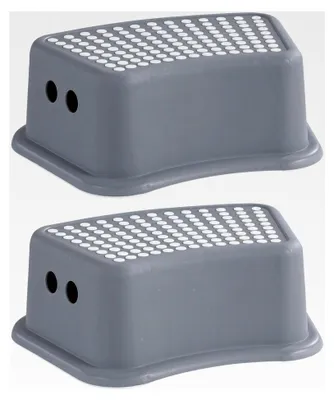 Produktbild von Tritthocker Fußhocker - 2er Set - Kunststoff - Grau - B 36 cm x H 13 cm x T 24 cm