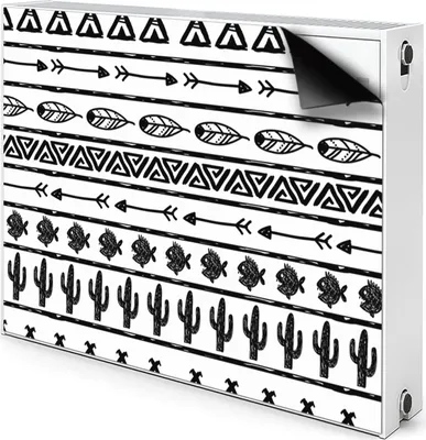Produktbild von Magnet Heizkörper Heizkörper-Abdeckung Heizkörperabdeckung 80x60 cm  - Boho, Schwarz und Weiß