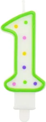Zdjęcie produktu dla Świeczka cyferka z kropkami 1, 7,5 cm - (Party, Świeczki)