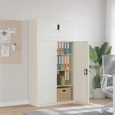 Productafbeelding van Archiefkast, afsluitbaar, kantoorkast, witte metalen kast, stalen kast, gereedschapskast, metalen kast, afsluitbare archiefkast, metalen kast, 90 x 40 x 180 cm