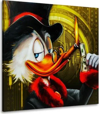 Produktbild von Rich Duck Pop Art Leinwandbild Wandbild Deko Kunst XL: 80x80x2cm