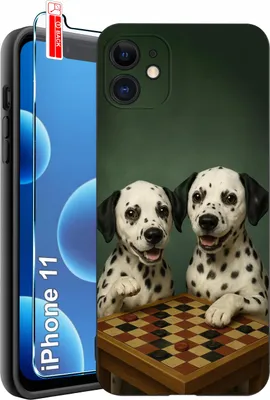 Productafbeelding van iPhone 11 hoesje met hondendesign, inclusief beschermend glas (9H)