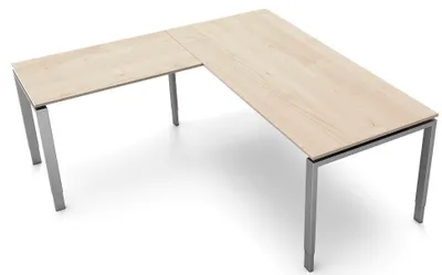 Produktbild von Kerkmann Schreibtisch 4149 Form 5 180x80x68-82 cm Vierfuß-Gestell höhenverstellbar mit Anbautisch Ahorn