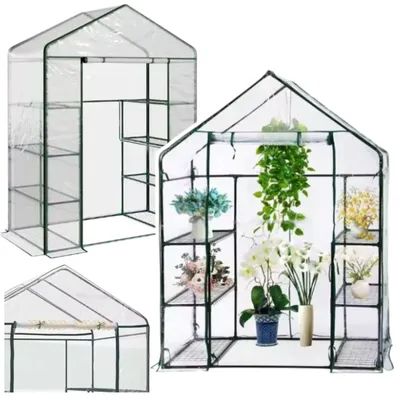 Immagine prodotto di Mini serra da giardino per balcone 4 ripiani metallici in lamina di PVC 195 X 143 X 73 cm