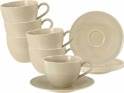 Produktbild von Seltmann Weiden Beat Color Glaze Teetassen mit Untertassen 6er Set Sandbeige