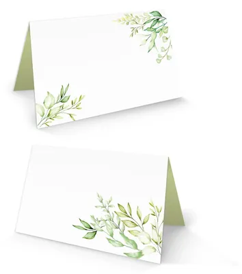 Produktbild von Logbuch-Verlag 100 Tischkarte weiß grün hellgrün Blätter Blume Namensschild Sitzkarte kleine Kärtchen für Namen Tischdeko Hochzeit Kommunion Geburtstag FÜR JEDEN Stift25 Stück