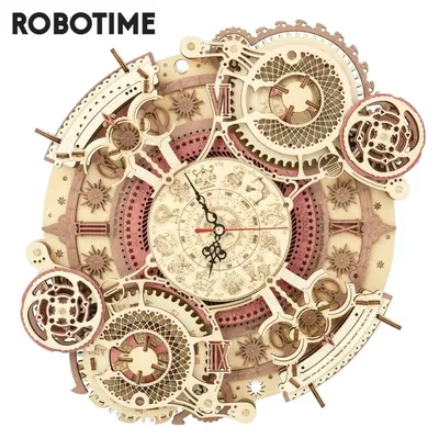 Produktbild von Robotime 3D Holzpuzzle Tierkreis Wanduhr Modellbausatz