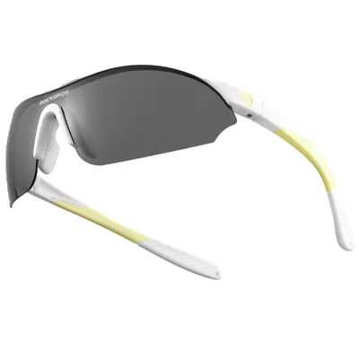 Produktbild von ROCKBROS Fahrradbrille Polarisierte UV400 mit 3 Wechselgläsern , Sportbrille 25g Leichte Laufbrille mit Verstellbare Nasenpads Weiß matt /Grau