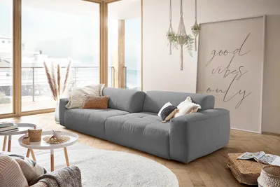 Produktbild von KAWOLA Big Sofa PALACE 3-Sitzer mit Sitztiefenverstellung Cord grau