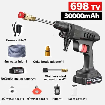 Produktbild von Schnurloser Hochdruckreiniger - 60 bar 300 W Wasserpistole - Selbstansaugend - Auto, Haus, Gartenreinigung - Mit 1 Akku
