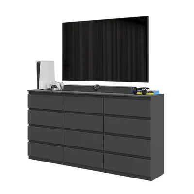 Immagine prodotto di Grande mobile TV / cassettiera GABRIEL con 12 cassetti - 180 cm - Antracite - Set da salotto moderno