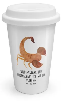 Produktbild von Mr. & Mrs. Panda ToGo Kaffeebecher Sternzeichen Skorpion - Weiß - Geschenk, keramik, Skorpione, Isolierbecher To Go, Thermobecher, Mehrwegbecher, Geburtstag Oktober