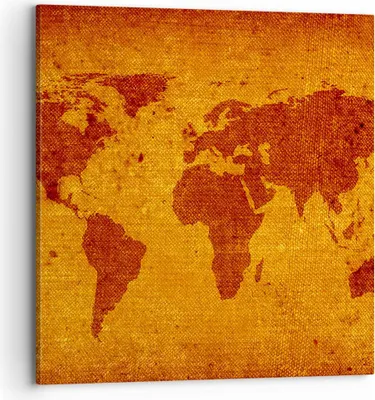 Produktbild von Bild auf Leinwand - Leinwandbild - Alte Karte Kontinente Reisen Welt - 70x70cm - Wand Bild - Wanddeko - Leinwanddruck - Bilder - Kunstdruck - Leinwand bilder - Wandkunst - AC70x70-0396