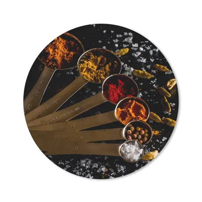 Produktbild von MuchoWow® Mauspad Mousepad Gewürze - Löffel - Salz - Gewürze - Schwarz 20x20 cm - Mousepads - Maus Mat - Pad - Mausunterlage - Schreibtischmatte