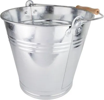 Productafbeelding van 8 liter Zink Emmer met Houten Handvat - Robuuste Metalen Emmer voor Tuin, Huishouden en Decoratie