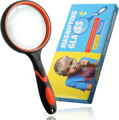 Produktbild von Handlupe 10-fach Vergrößerung, 75 mm Durchmesser, antirutsch, für Senioren und Kinder