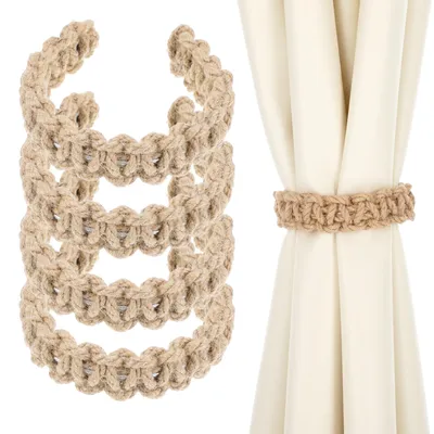 Produktbild von Boho-Gardinenhalter, handgestrickte Raffhalter aus geflochtenem Baumwollseil, dekorativ für Wohnzimmer, Zuhause, Außenbereich, Schlafzimmer, Büro