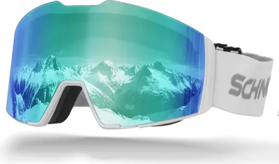 Produktbild von Schnorr Skibrille Edge Weiß | Full REVO Eis Blau verspiegelt, Anti-Fog, UV400, 45 mm Band