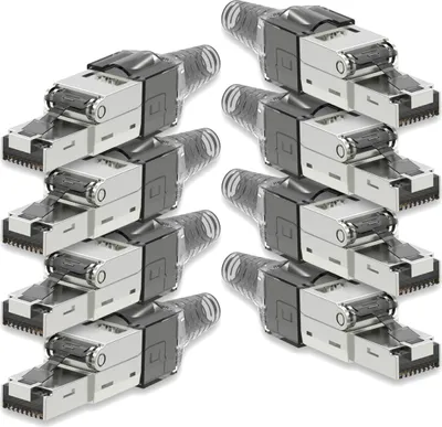 Produktbild von 8x Netzwerkstecker CAT 7 Werkzeuglos RJ45 Netzwerk Stecker Verlegekabel Metall