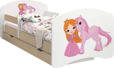 Produktbild von BDW Kinderbett, Doppelseitiges mit Schublade, Prinzessin und Einhorn, 190/90