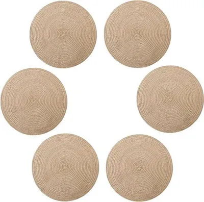 Zdjęcie produktu dla Famanu, podkładki pod talerze, 30 cm - okrągłe, zmywalne, antypoślizgowe, beżowe